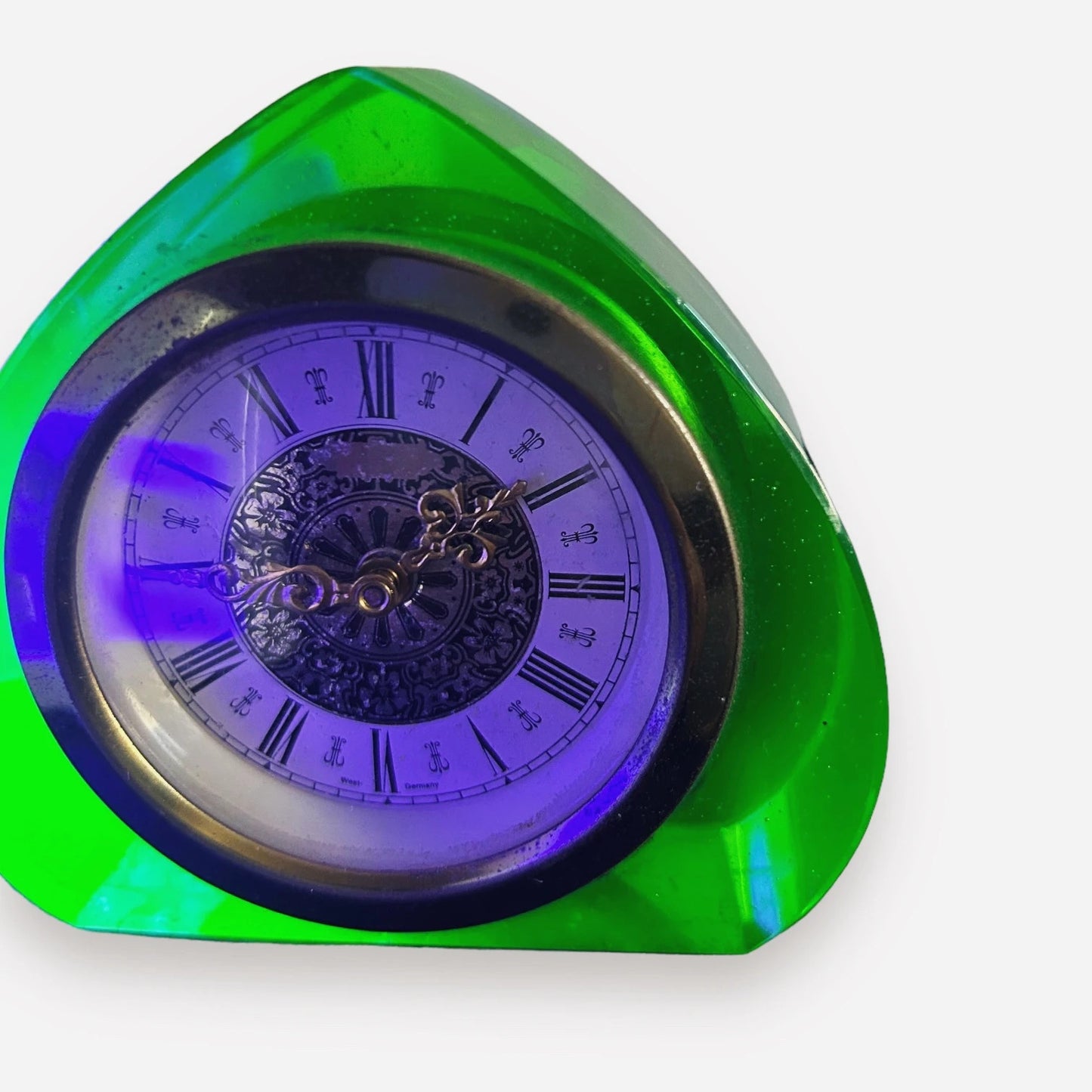 Art Deco Green Uranium Glass Table Clock