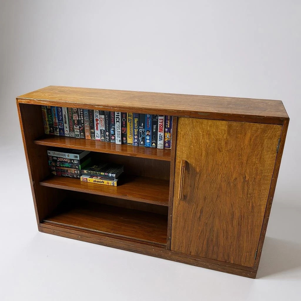 Antique 1940s Oak Bookcase Sideboard Cabinet