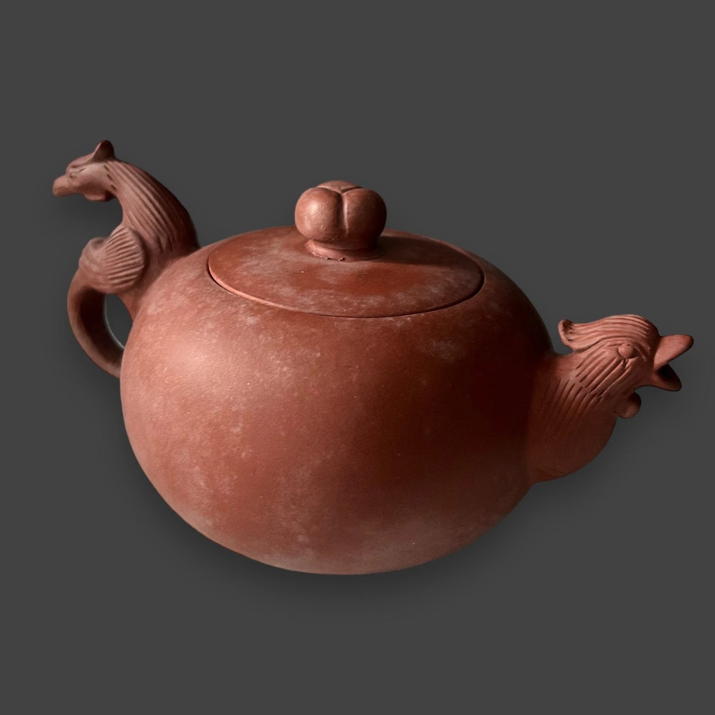 Vintage Yixing Zicha Chinese Carved Terracotta Teapot
