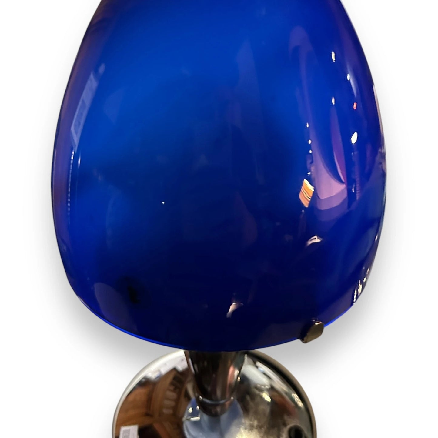 Vintage 90s Ikea Blue Glass and Chrome Lamp