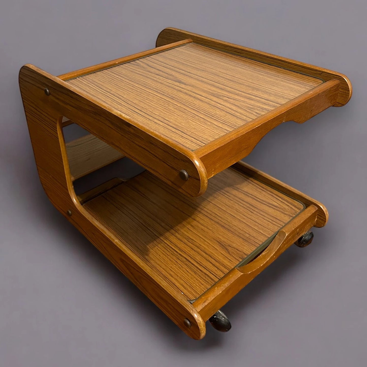 Mid Century Space Age Wood Drinks Trolley