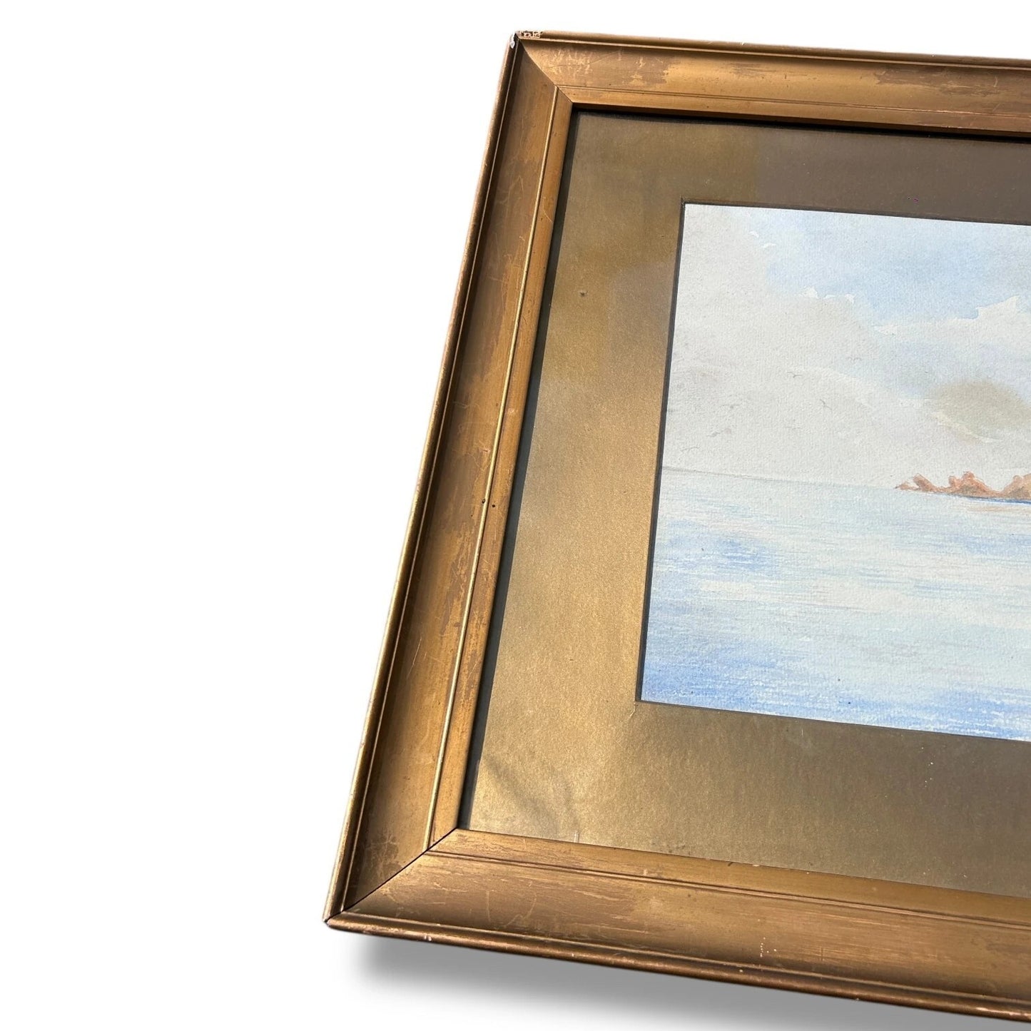 Vintage 1950s Coastal Landscape Watercolour Painting