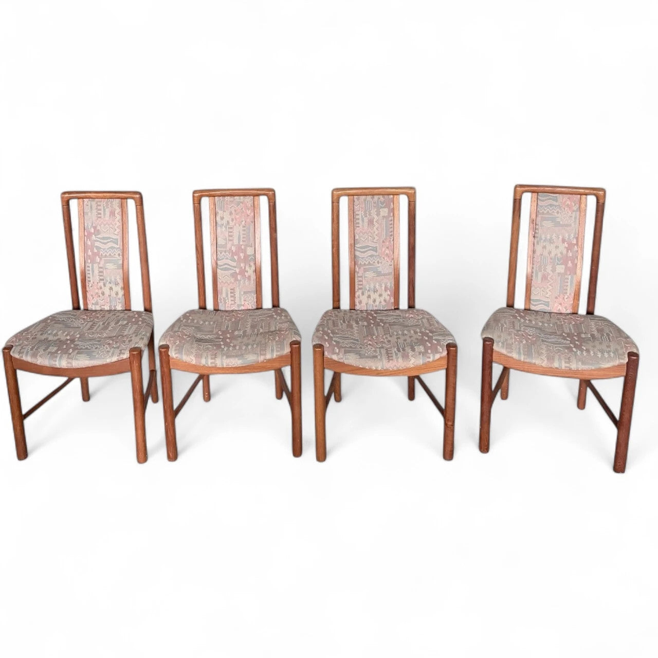 Set of Four Skovby Danish Dining Chairs | Solid Teak Frames with Original Paisley