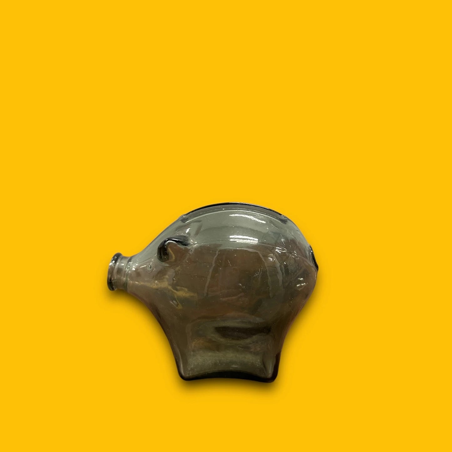 Mid Century Smoked Glass Piggy Bank