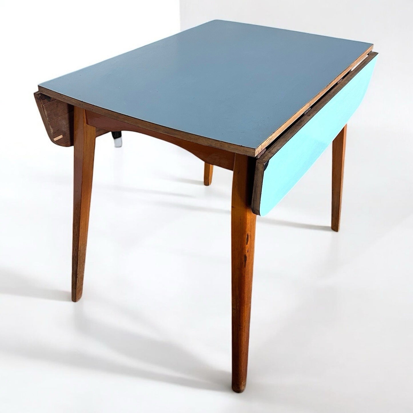 Mid Century Blue Formica Drop Leaf Table Retro Kitchen MCMr
