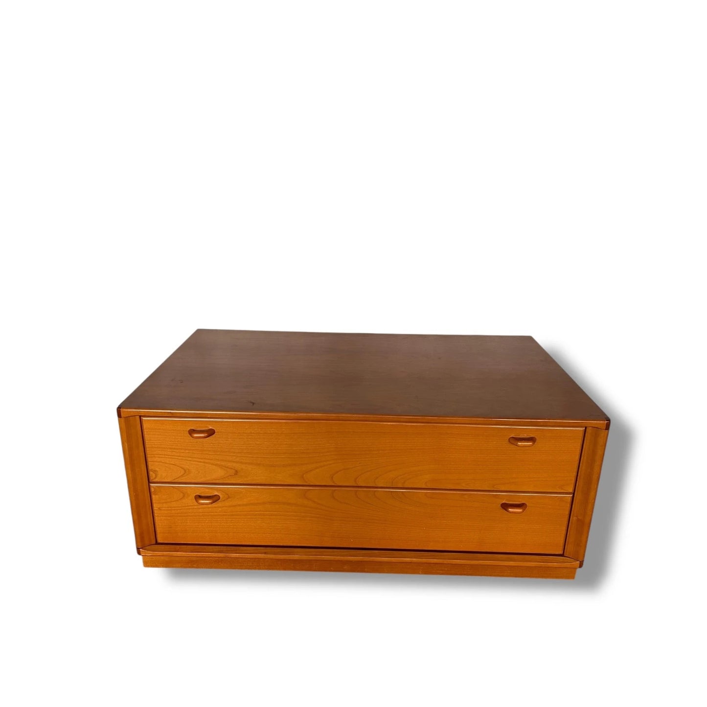 Vintage German Low Chest of Drawers – Mid Century Modern Teak Veneer 2-Drawer Cabinet