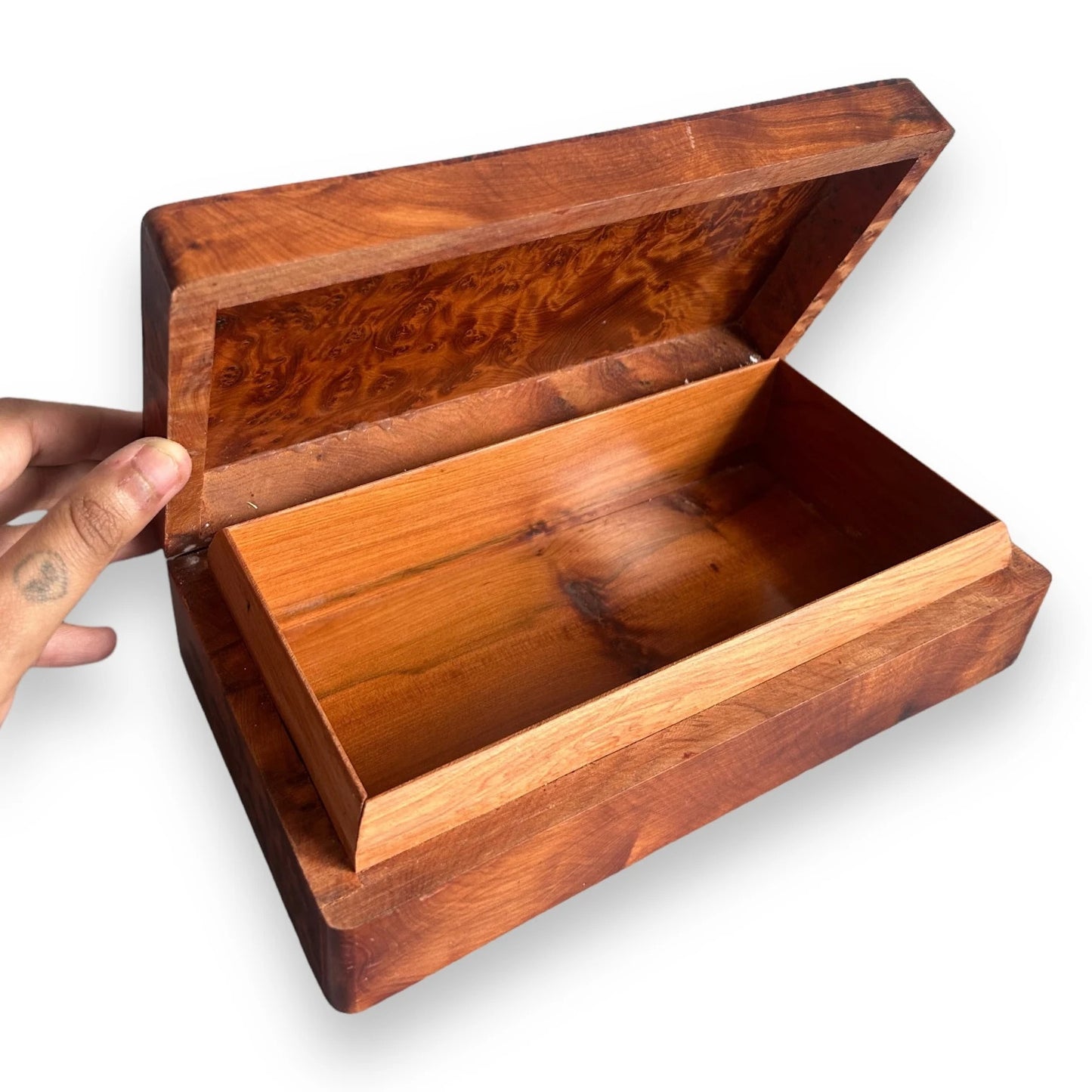 Vintage 1960s Burr Wood Jewellery Box
