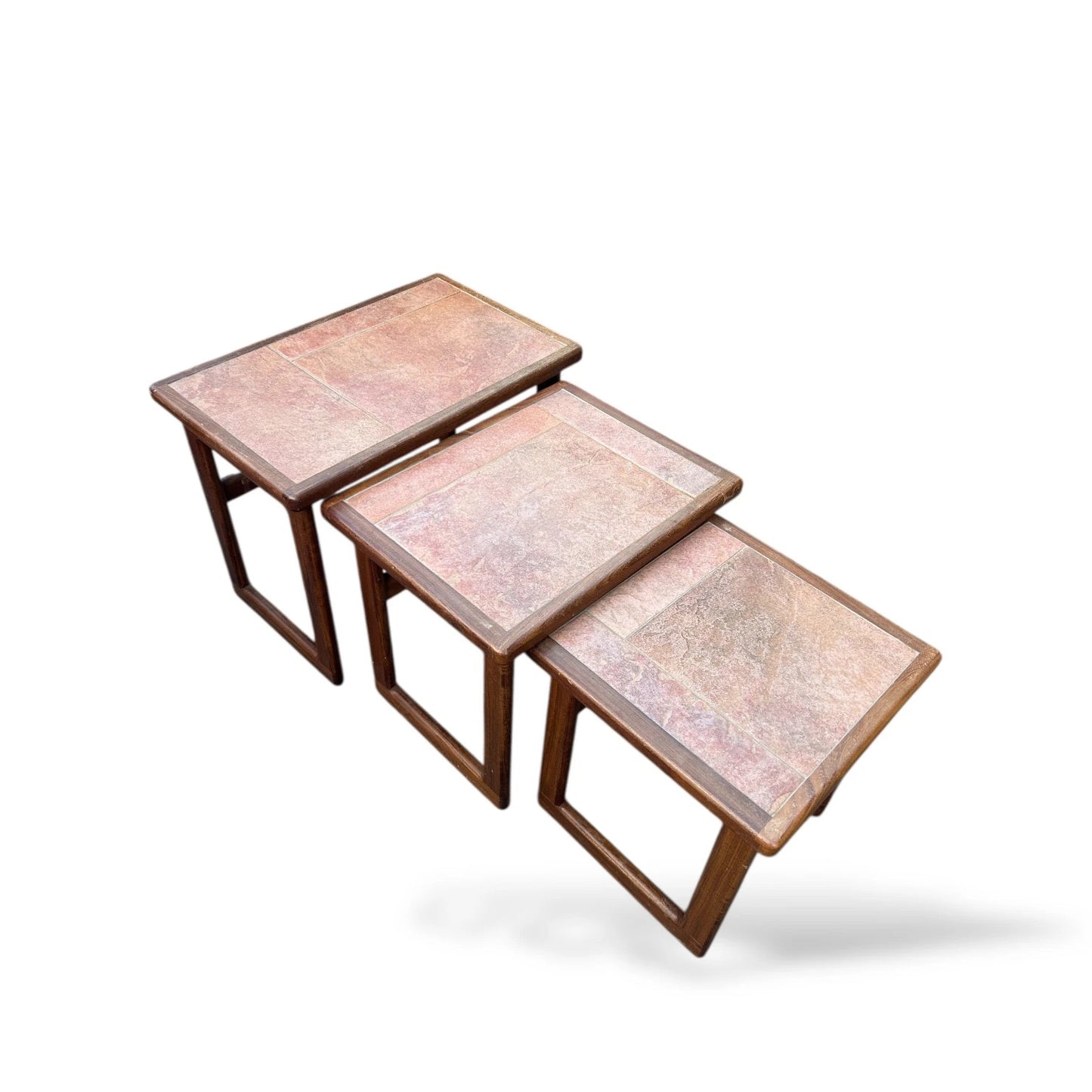 Danish Mid-Century Tiled Nesting Tables – Set of Three