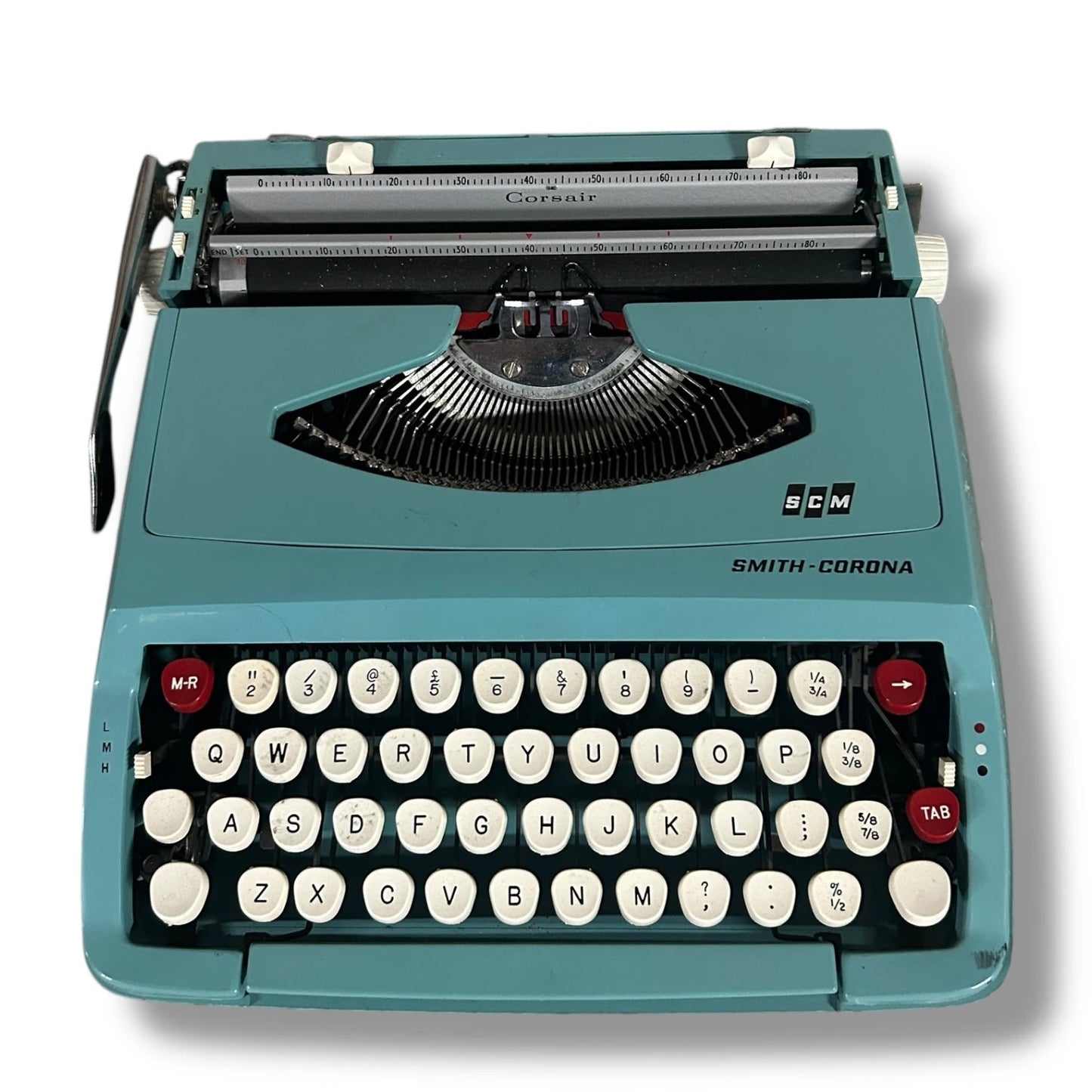 Mid Century Modern Smith Corona Blue Portable Typewriter