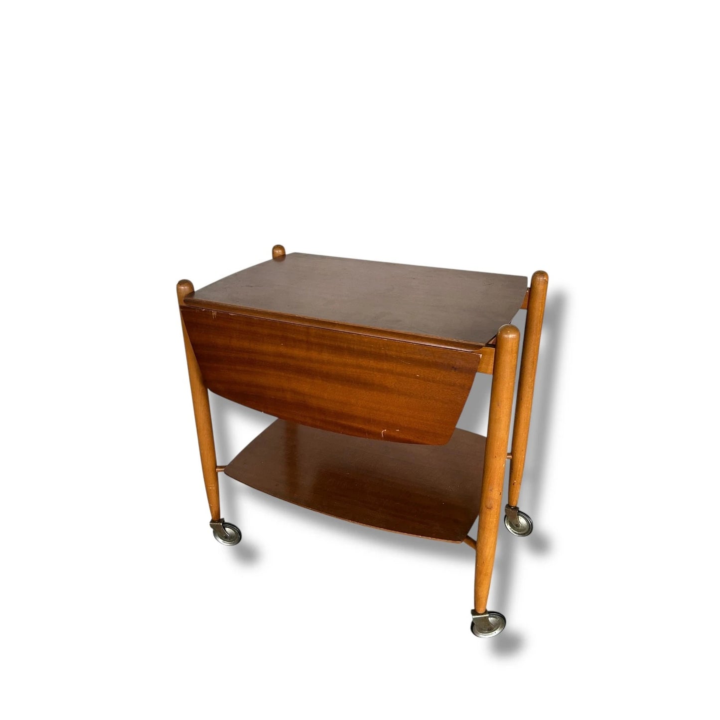 Mid Century Modern Vanson Drop-Leaf Teak Drinks Trolley