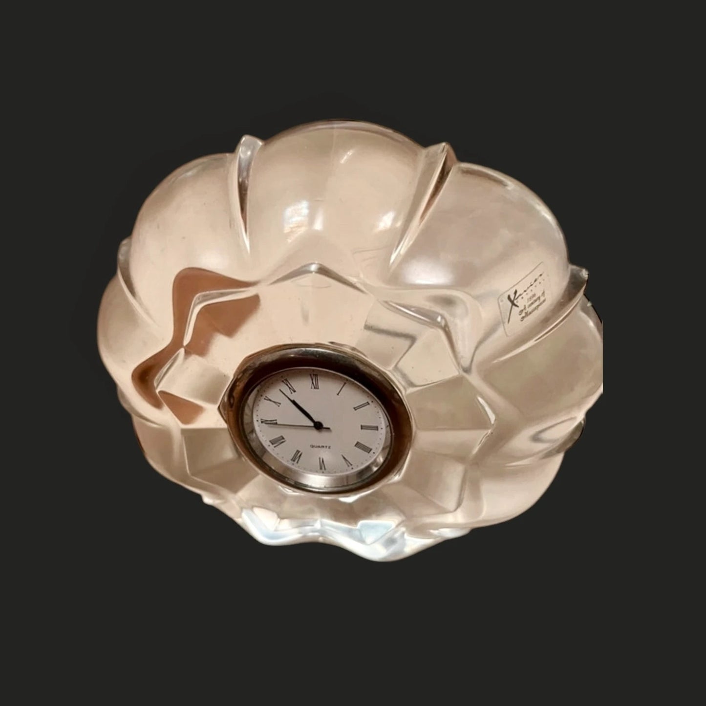 Vintage 90s Czech Crystal Glass Clock