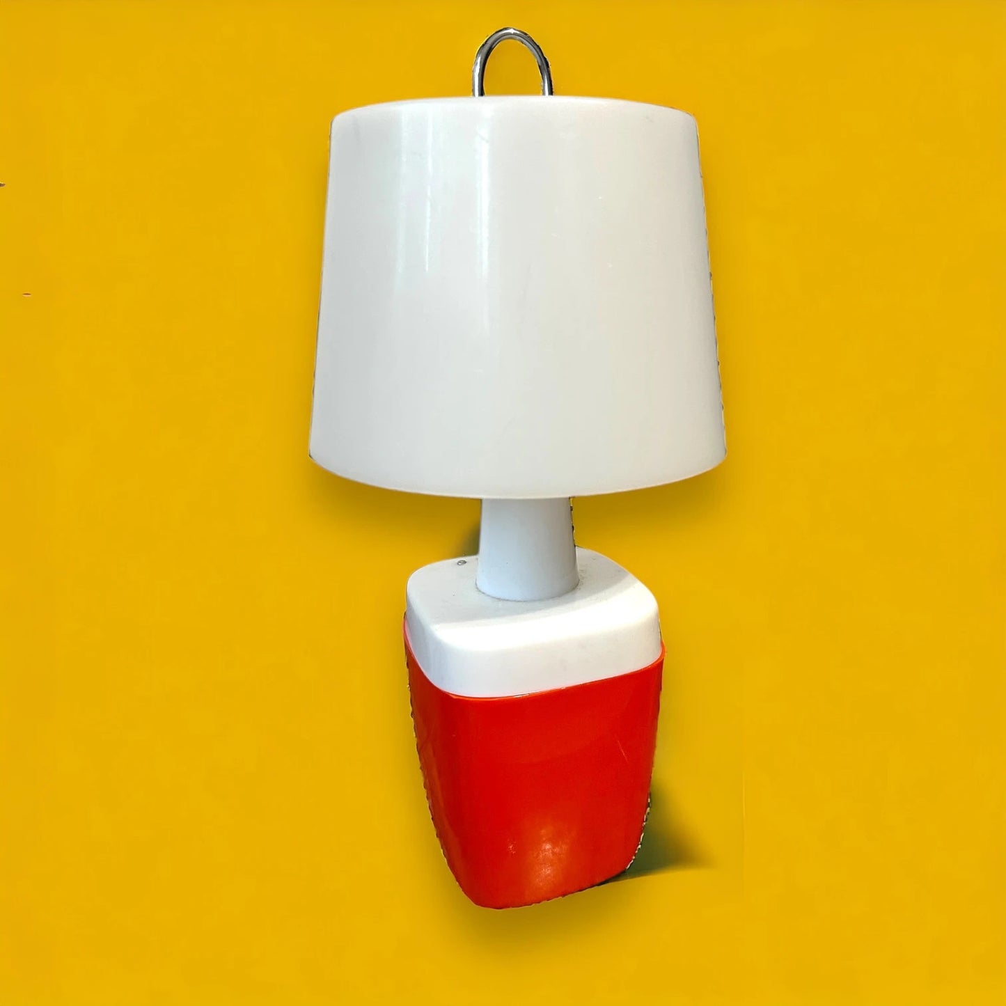 Mid Century Space Age Orange and White Table Lamp
