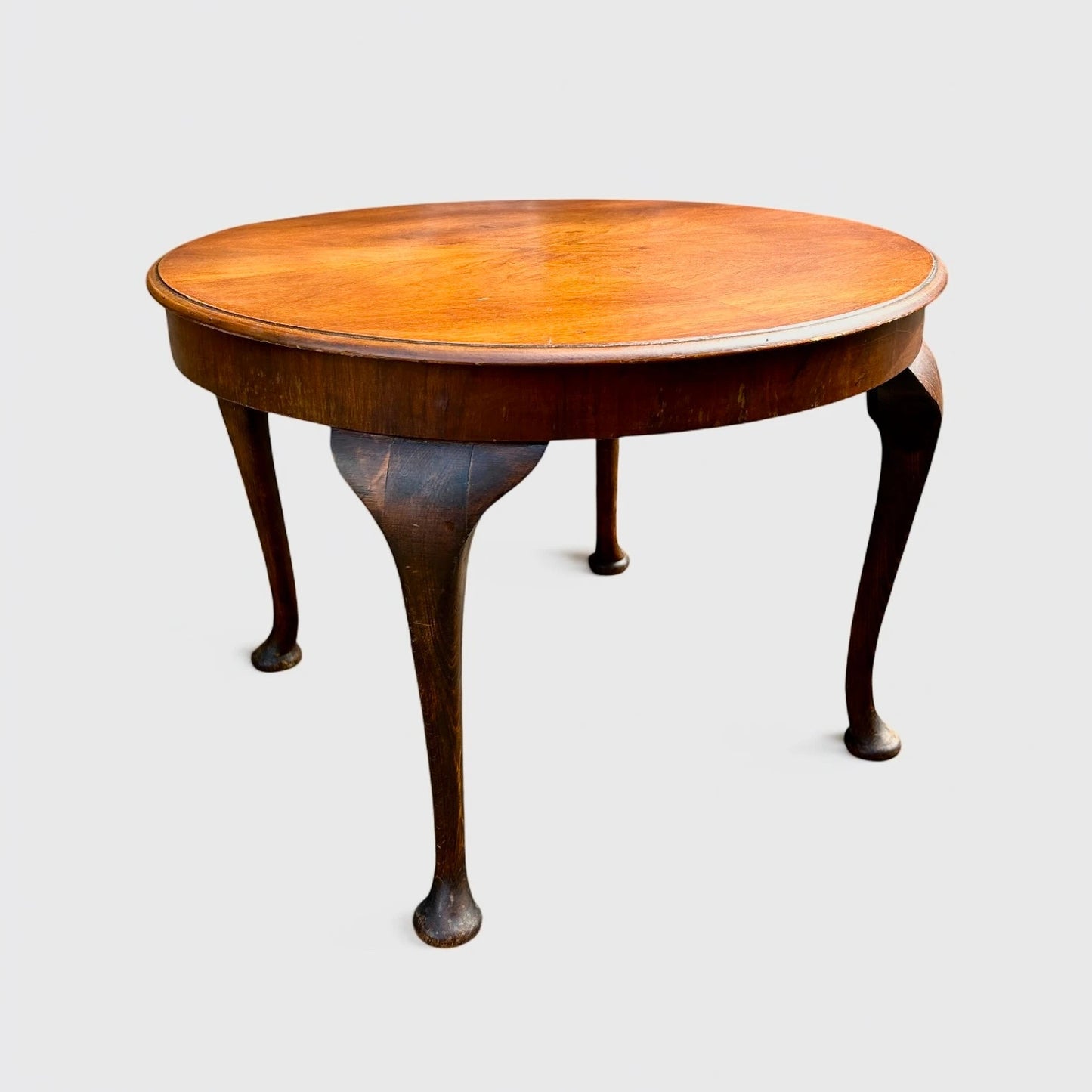 Mid Century Round Walnut Wood Coffee Table