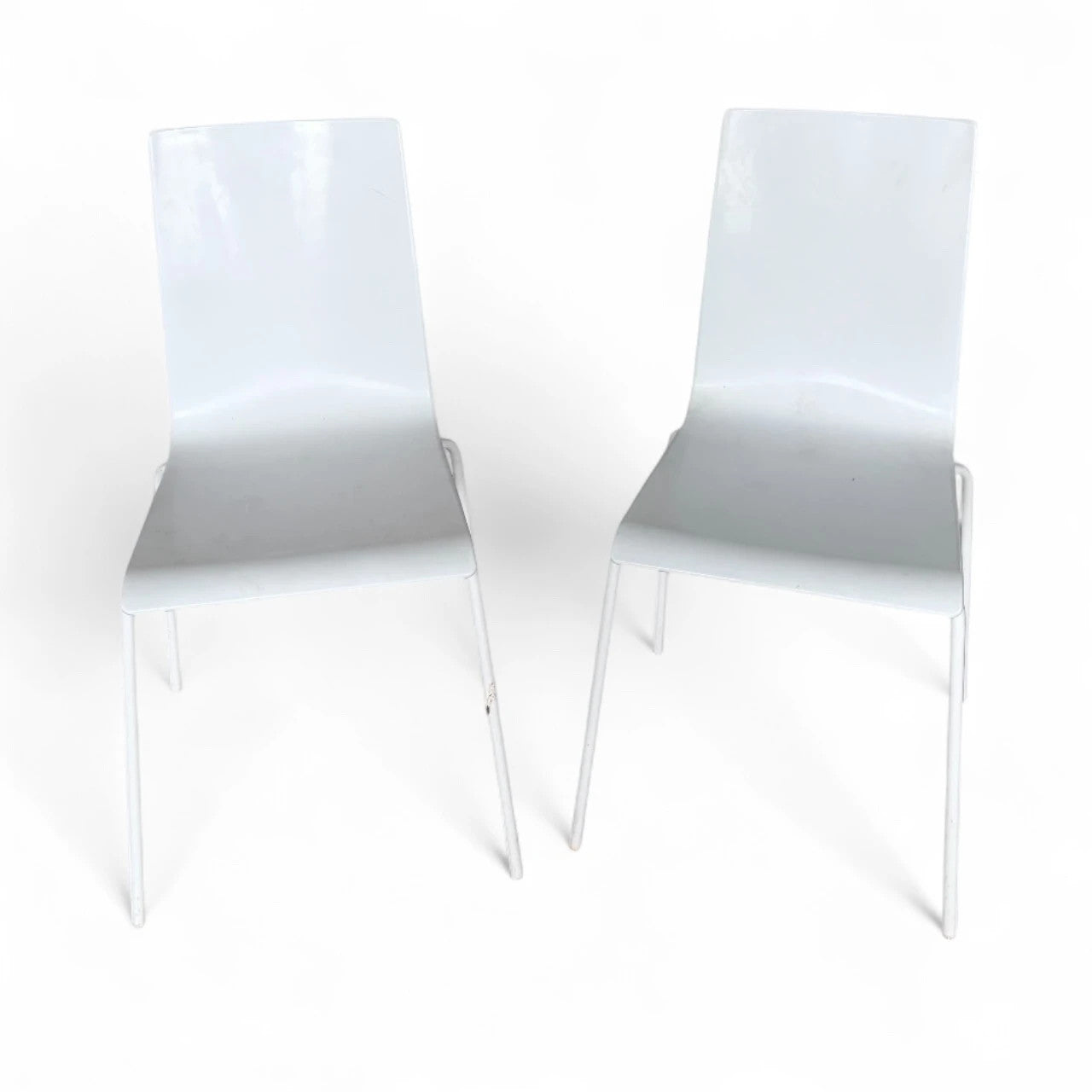 Pair of Italian White Plastic Dining Chairs | Minimal Modern Design
