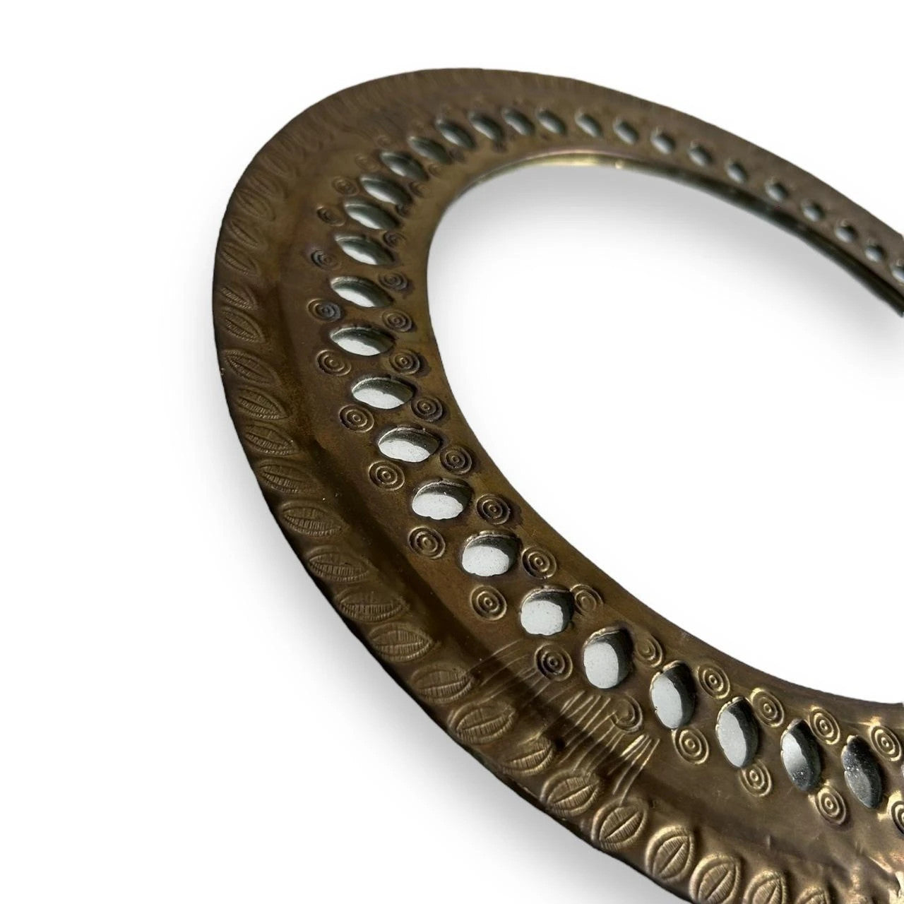 Mid Century Brass Round Moroccan Mirror