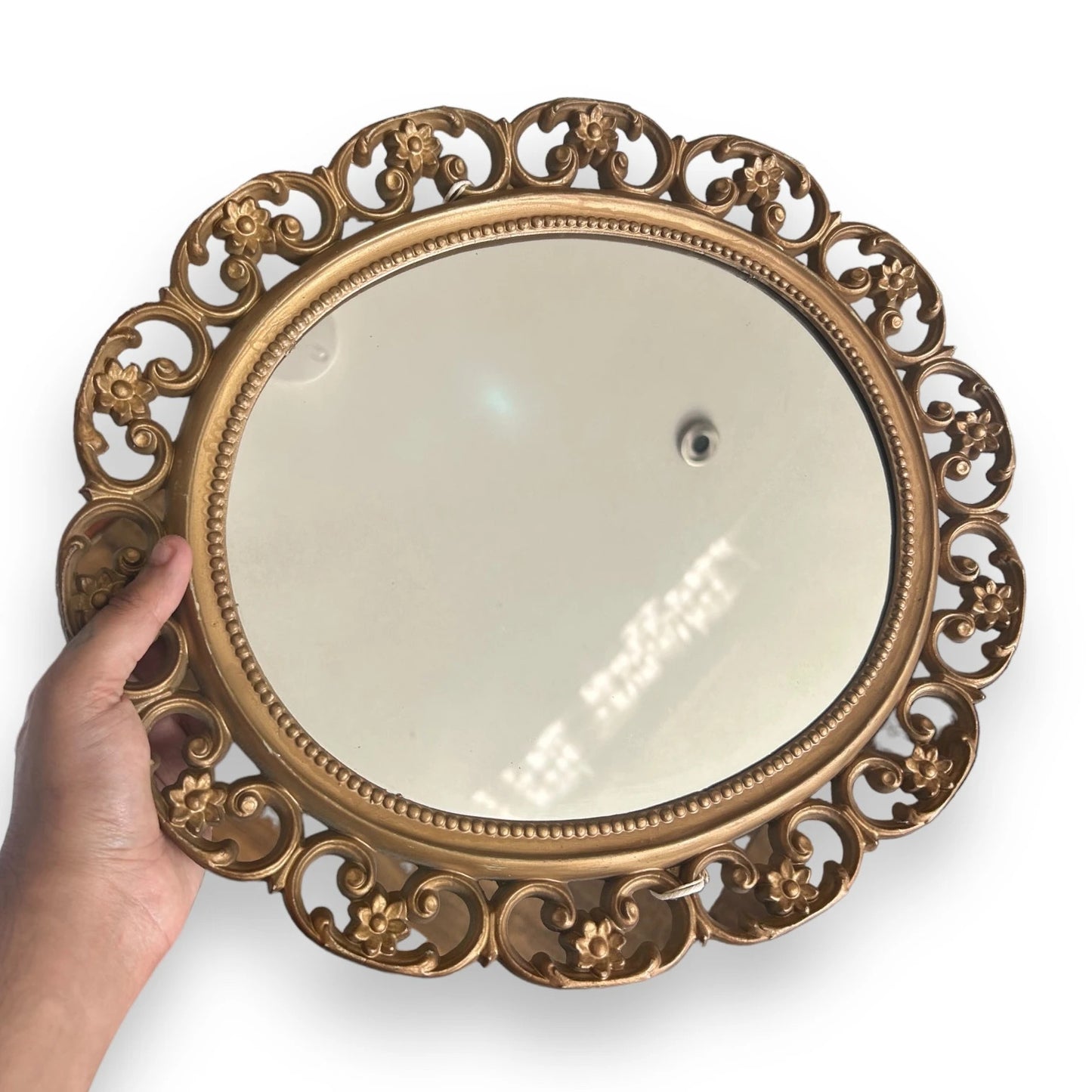 Vintage 1980s Gilt Oval Mirror