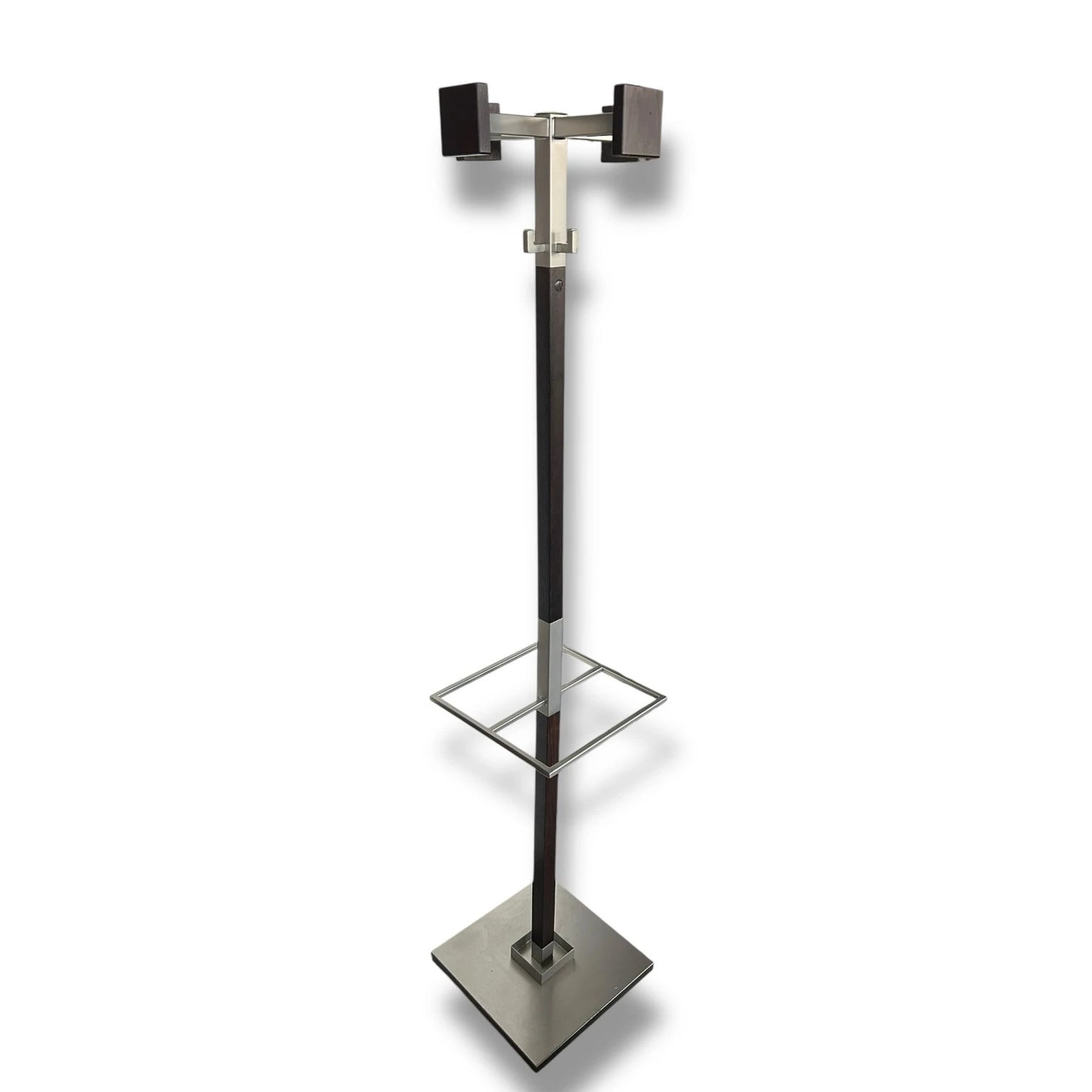 Mid Century Modern Coat Stand | Vintage 1960s Chrome & Wood Hall Stand