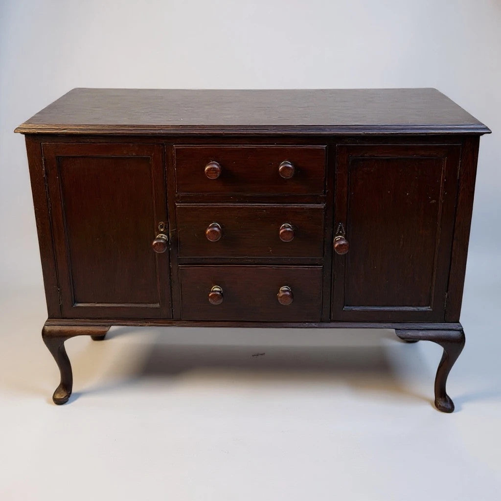Vintage Dark Oak Kitchen Unit Sideboard – Queen Anne Revival Style