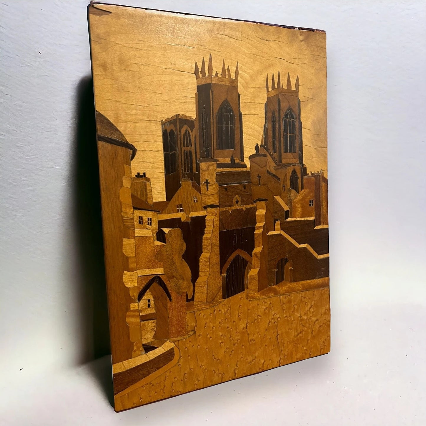 Vintage 1970s Inlaid Wood Marquetry Picture Frame
