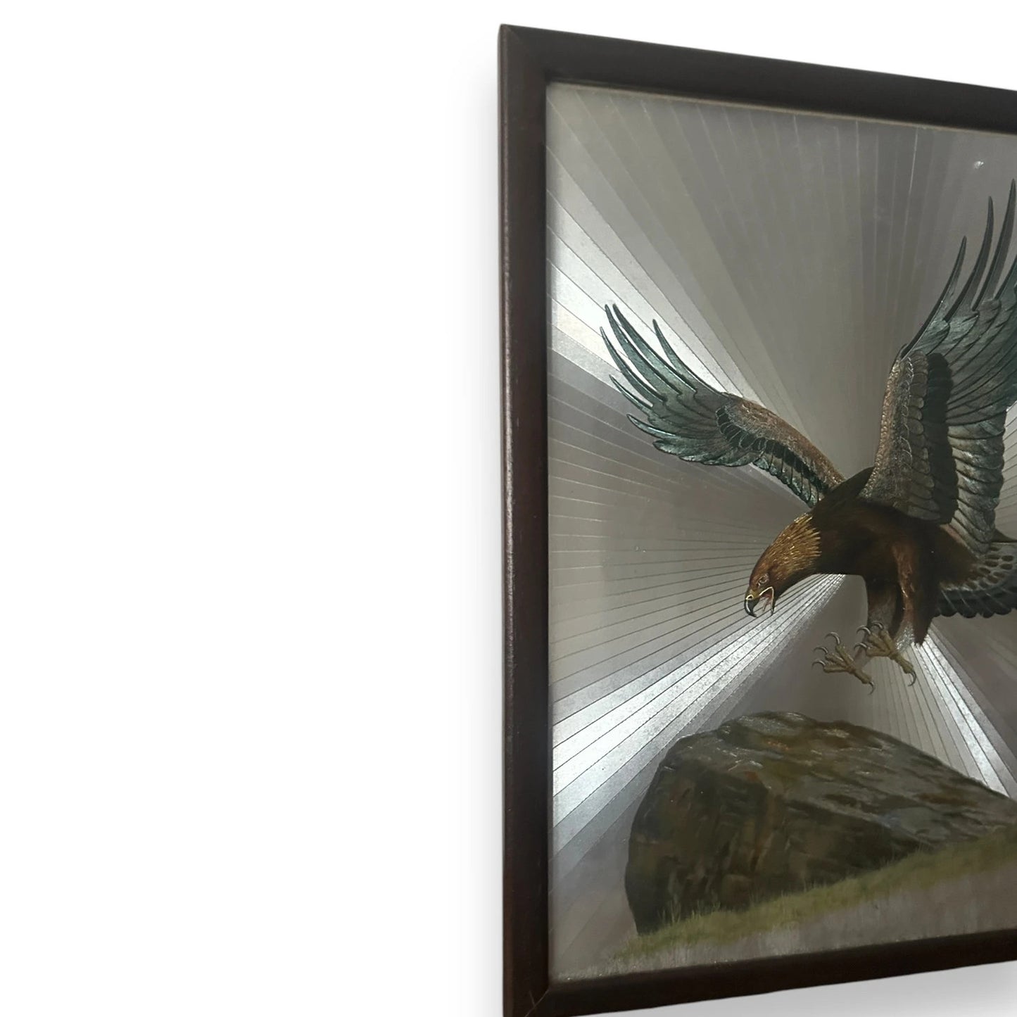 Vintage 1970s Eagle Foil Framed Art