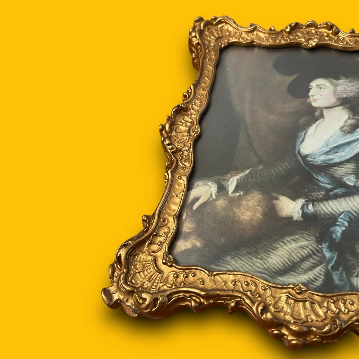 Vintage 80s Portrait of Mrs. Sarah Siddons Thomas Gainsborough Gilt Frame