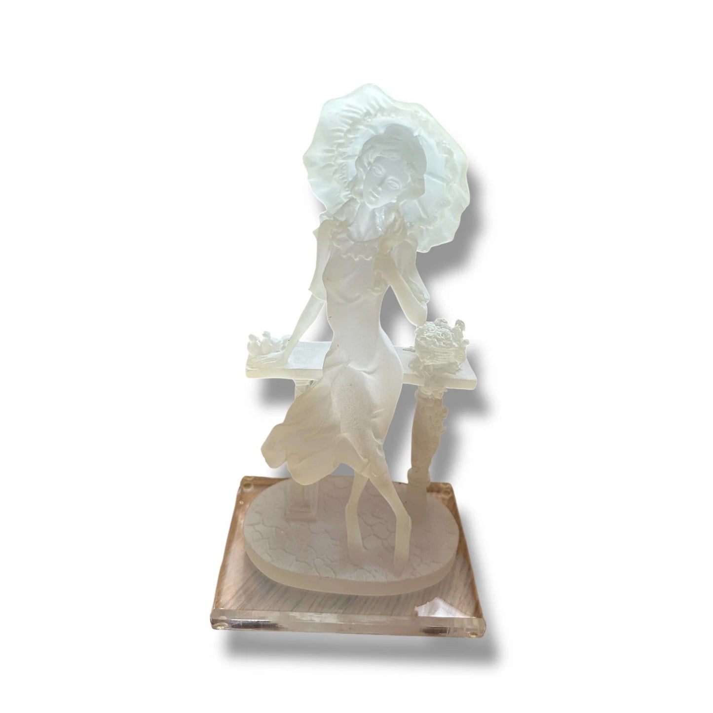 Vintage 1990s Lucite Art Deco Style Sculpture Signed by Crosa