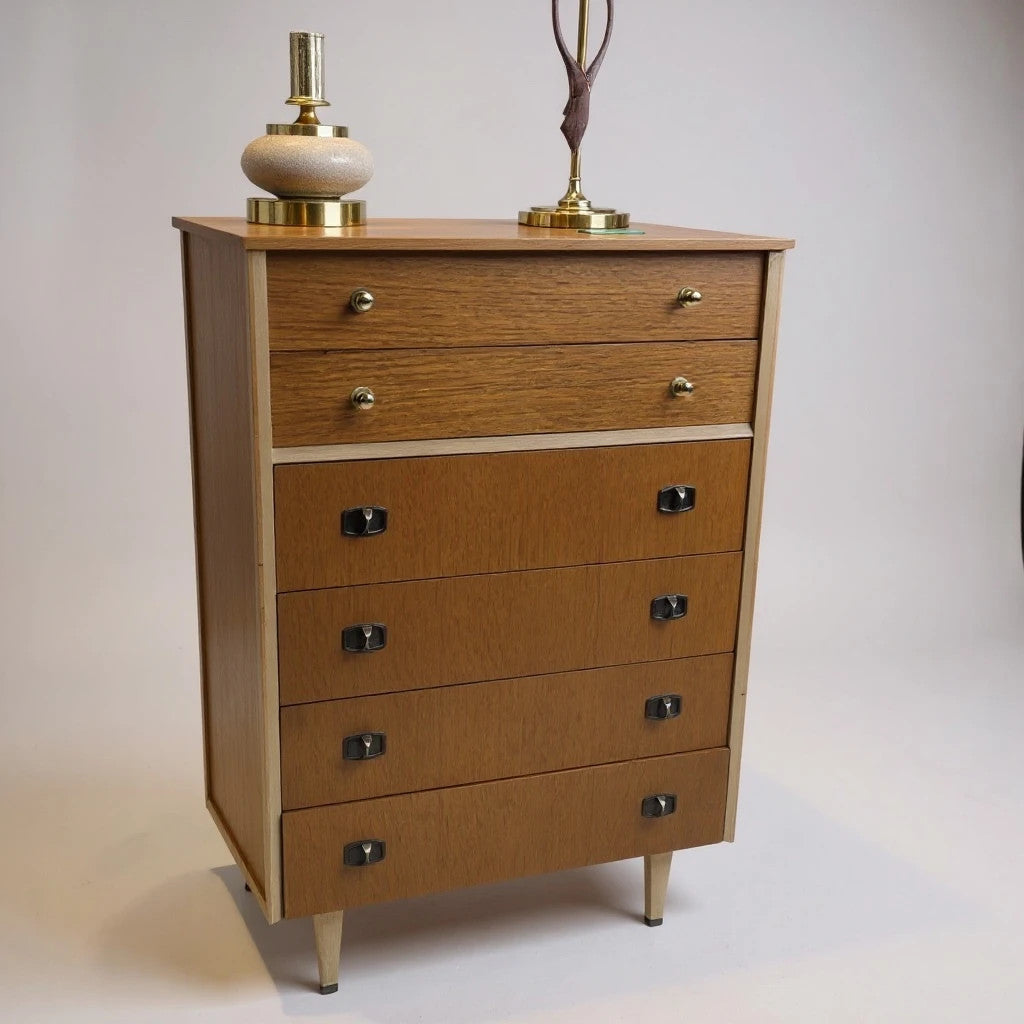 Mid-Century Limelight Tallboy Chest of Drawers – 1960s Vintage