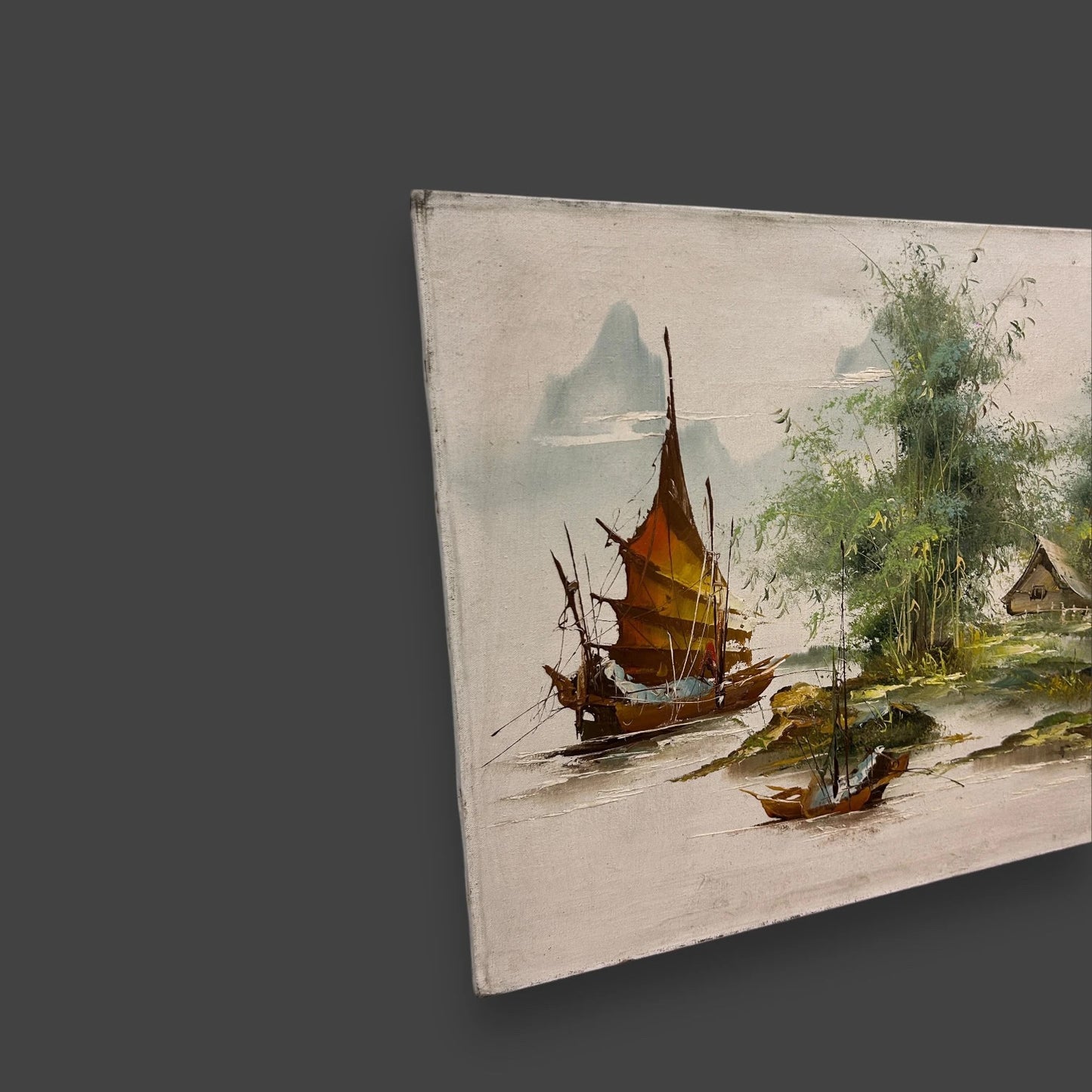 Mid century Japanese landscape oil painting