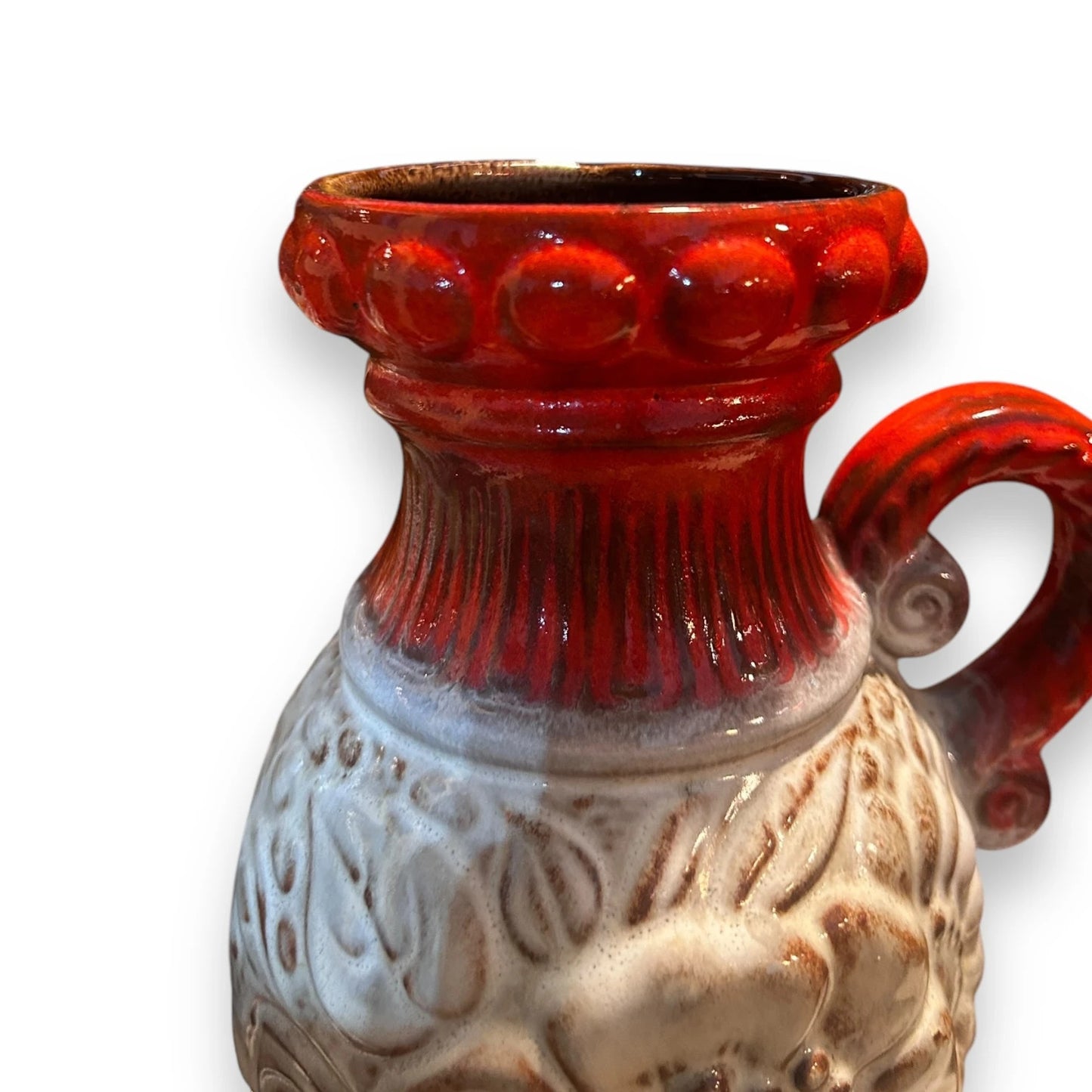 Mid century red west German lava vase