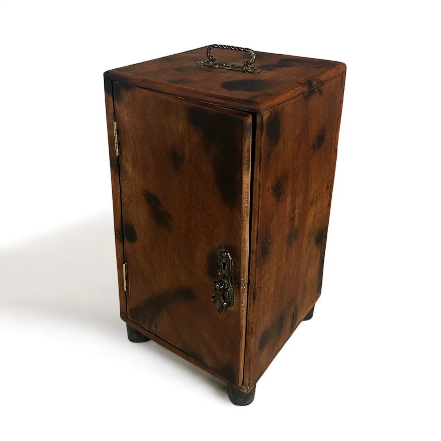 Antique Wood and Brass Japanese Cabinet