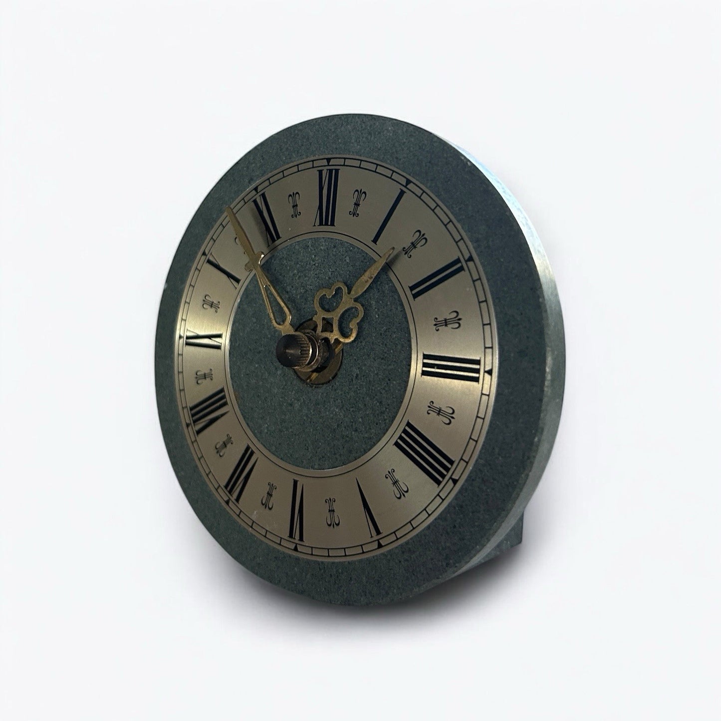 Mid Century Stone Slate Round Table Clock