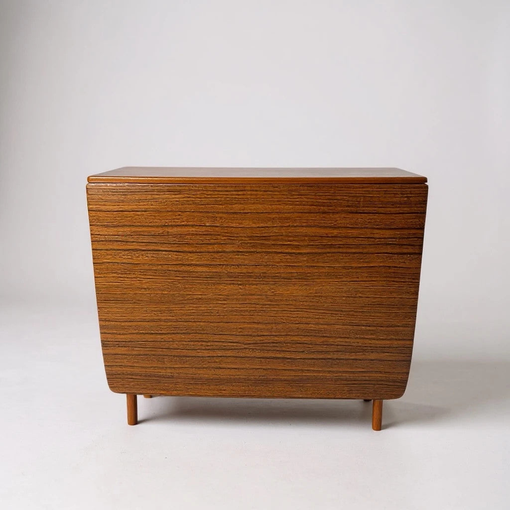 Teak Formica Gateleg Drop Leaf Dining Table, Vintage Mid Century Extendable Table