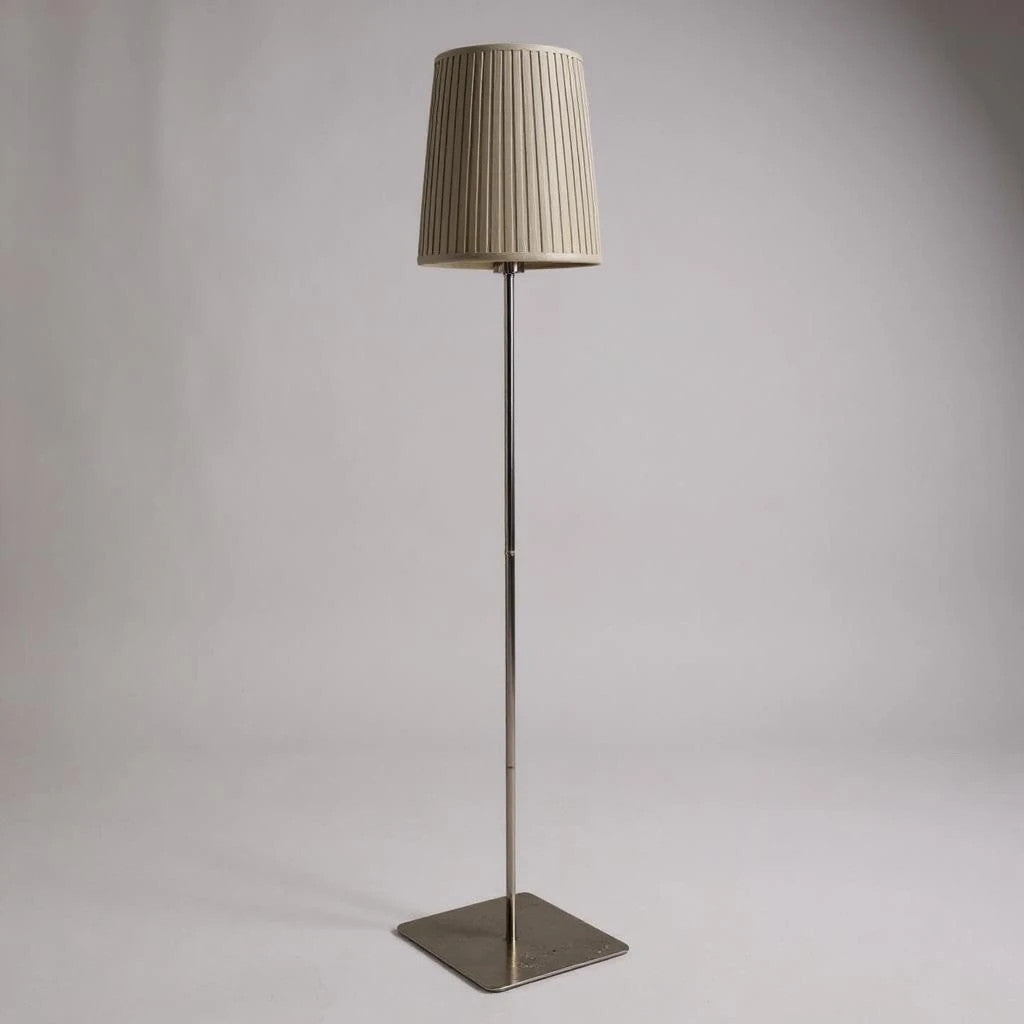 Vintage 90s Ikea Chrome and Paper Shade Tall Standard Floor Lamp