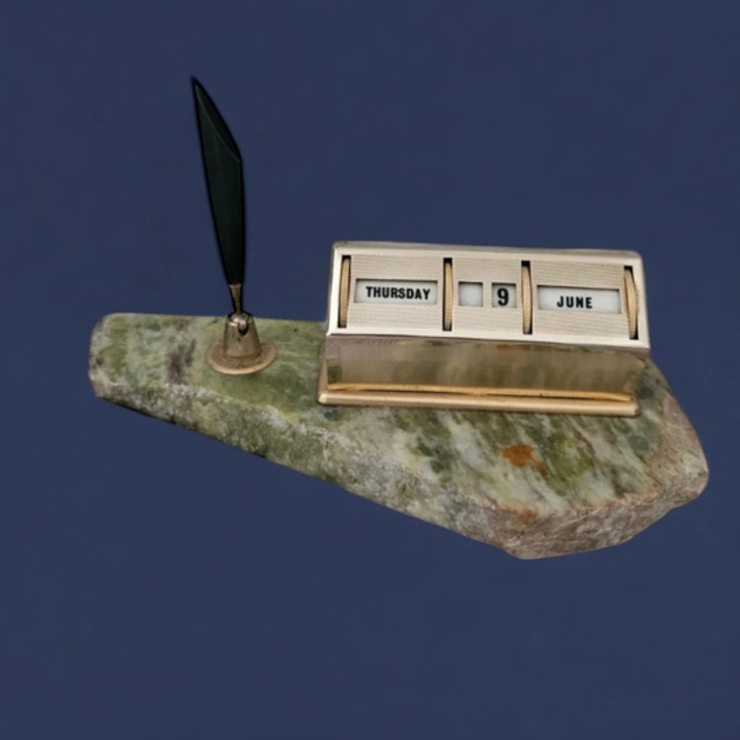 Mid Century Onyx Mounted Perpetual Calendar