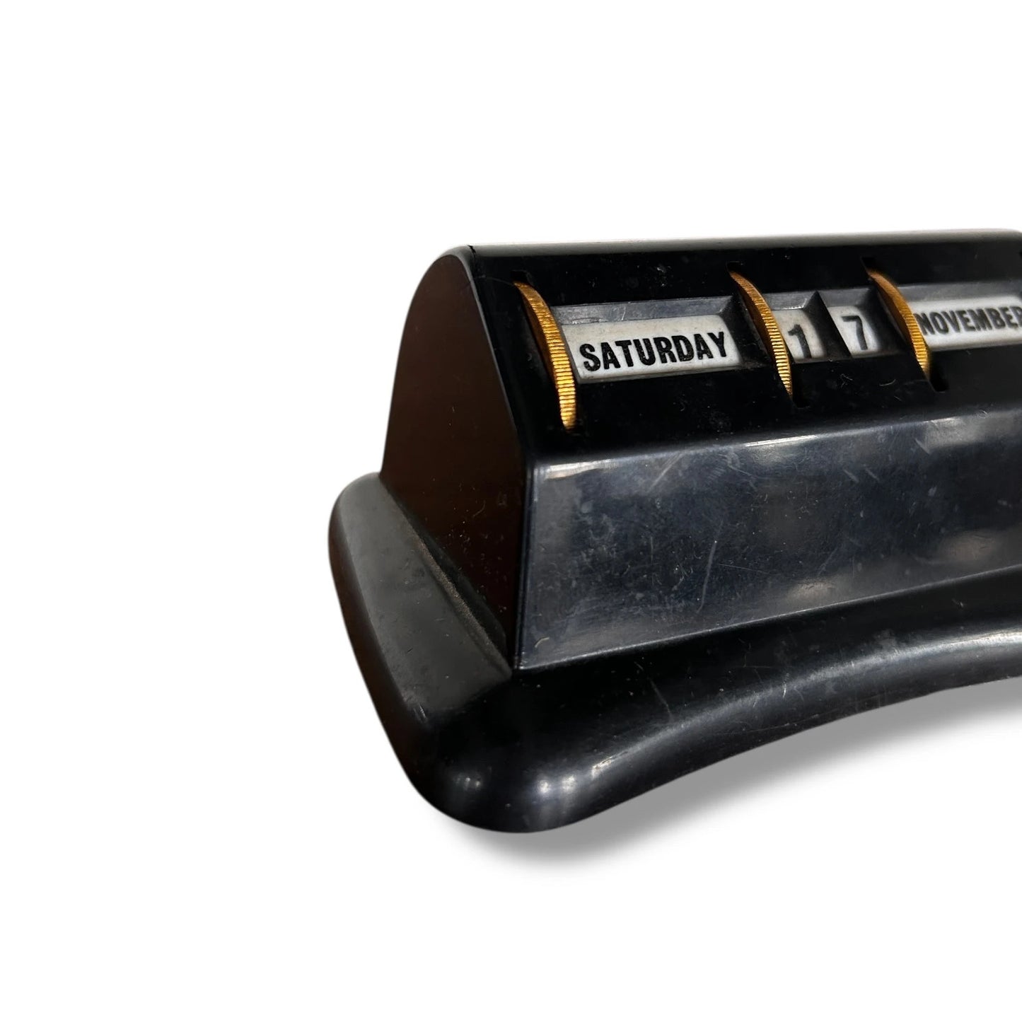 Mid Century Modern Black and Gold Perpetual Desk Calendar