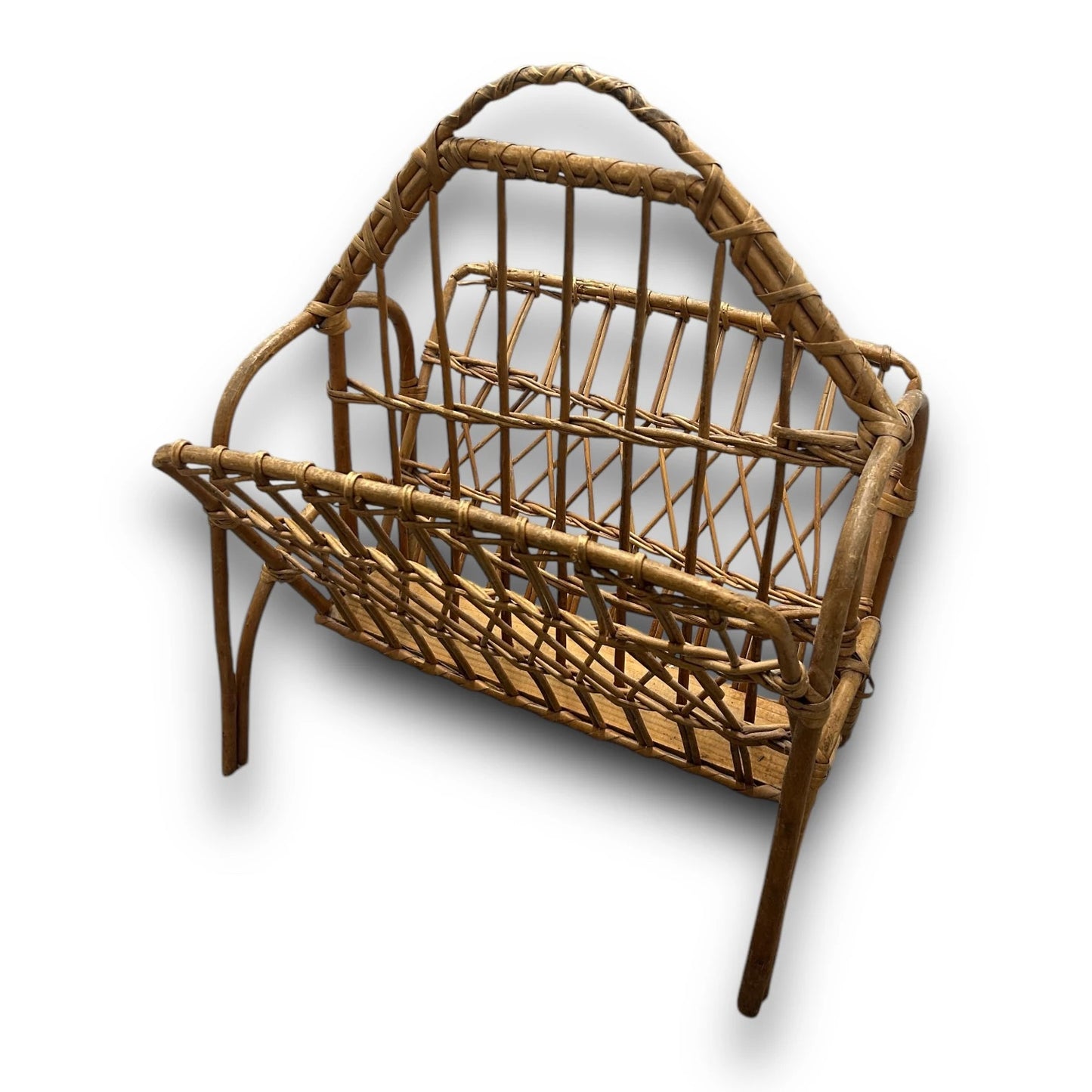 Mid Century Wicker Magazine Rack