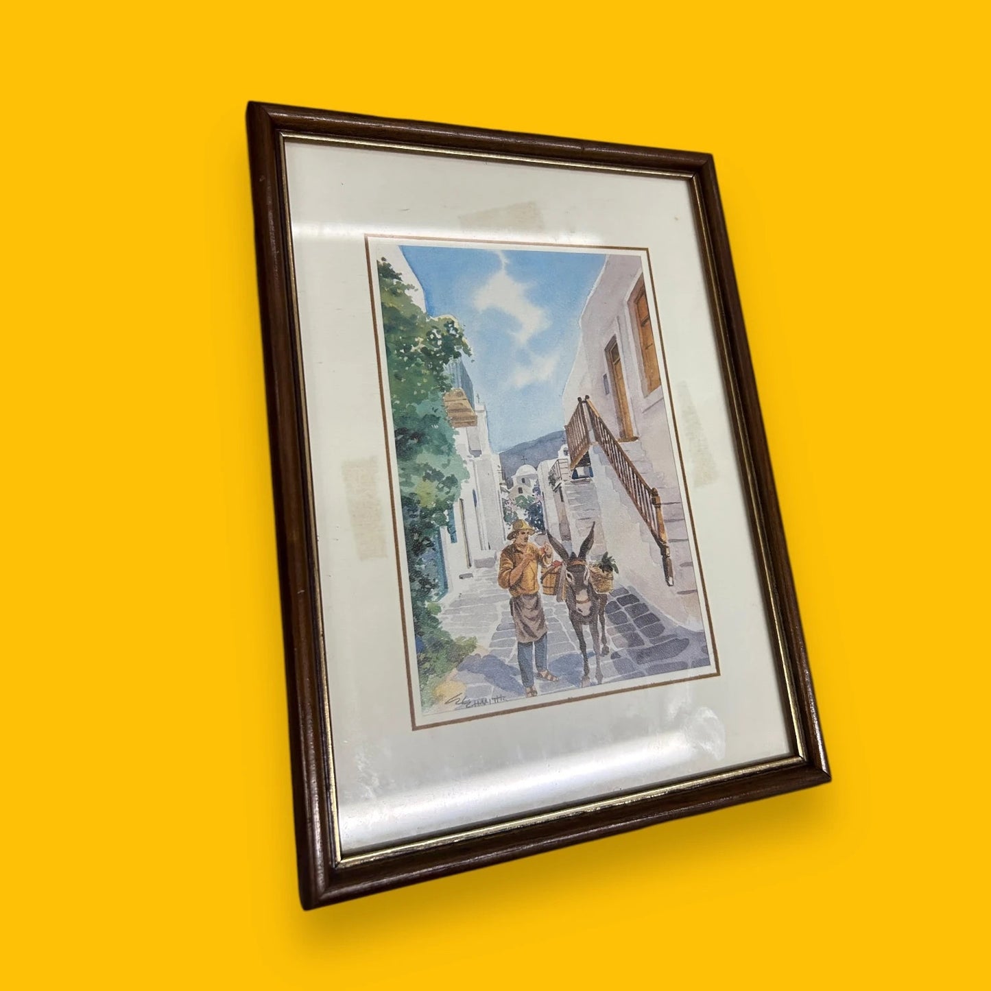 Vintage 1970s Italian watercolour painting