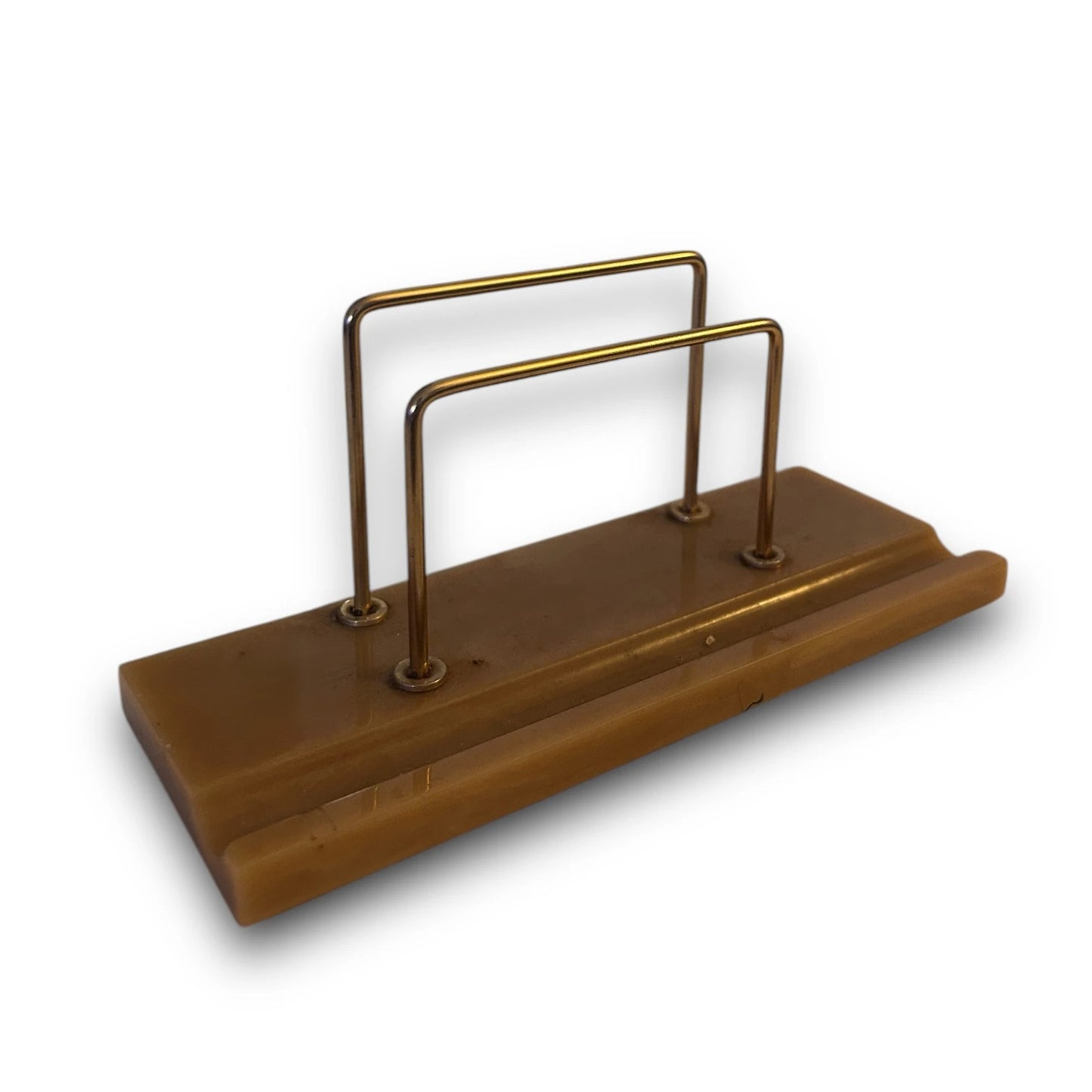 Mid Century Onyx and Brass Letter Holder