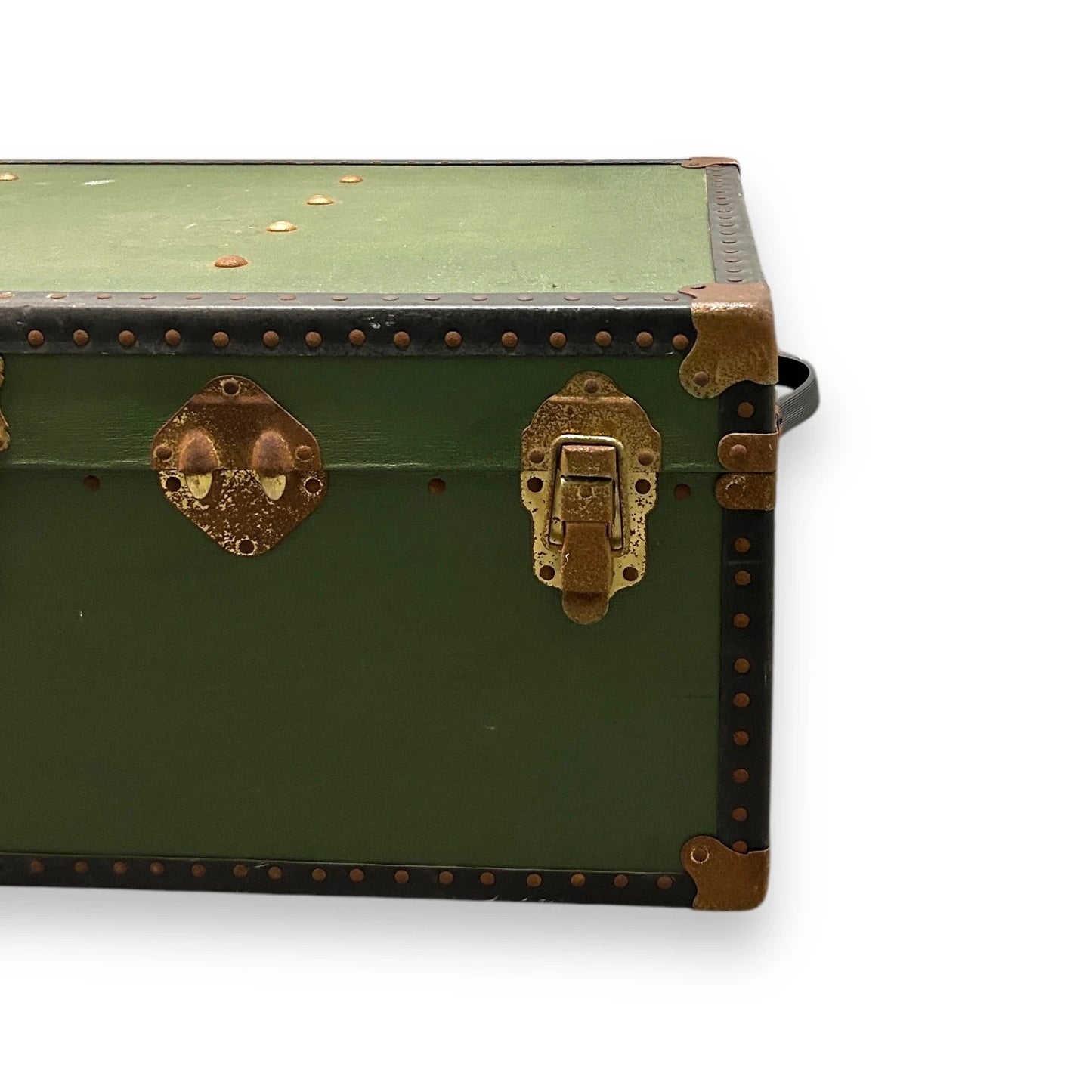Mid Century green steamer costume trunk chest