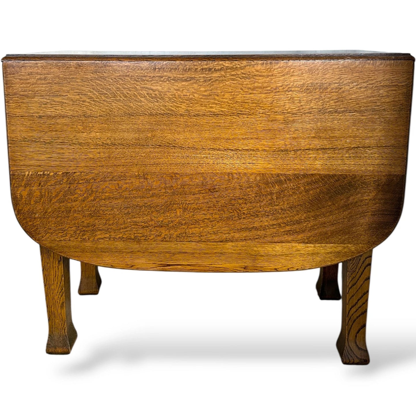 1920s Solid Oak “Gateless” Drop-Leaf Dining Table