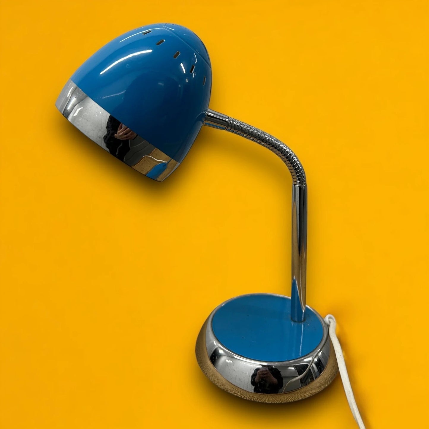 Vintage 90s Blue and Chrome Desk Lamp