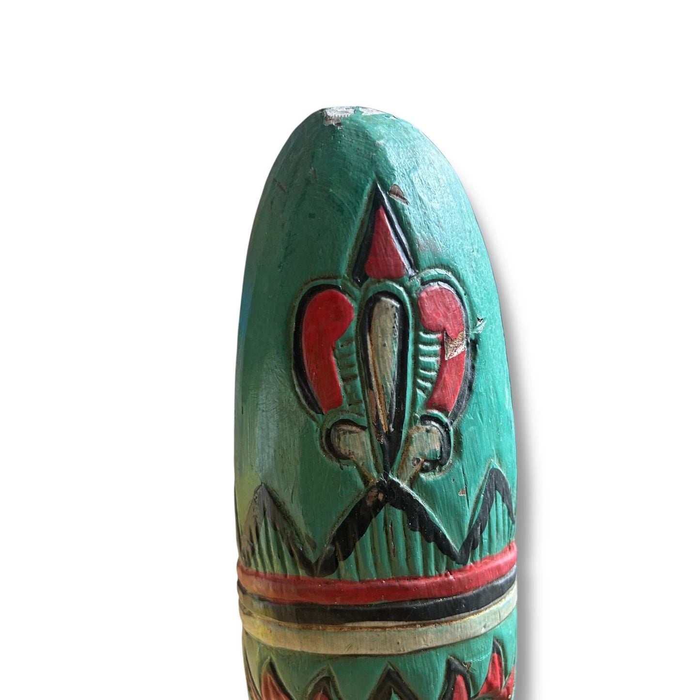 Vintage 1990s Carved Wood Indonesian Tabletop Mask Art Sculpture