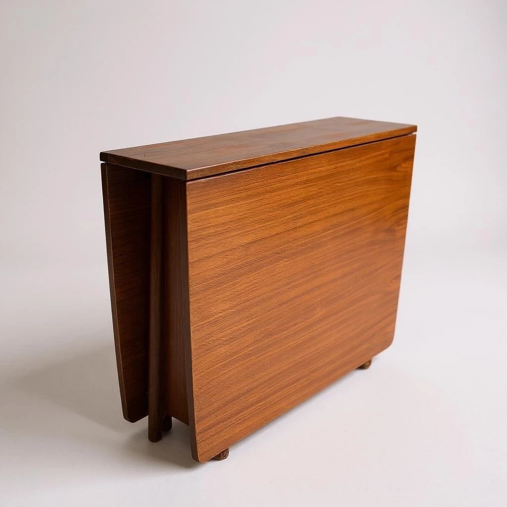 Mid Century Modern Teak Wood Extendable Drop Leaf Dining Table