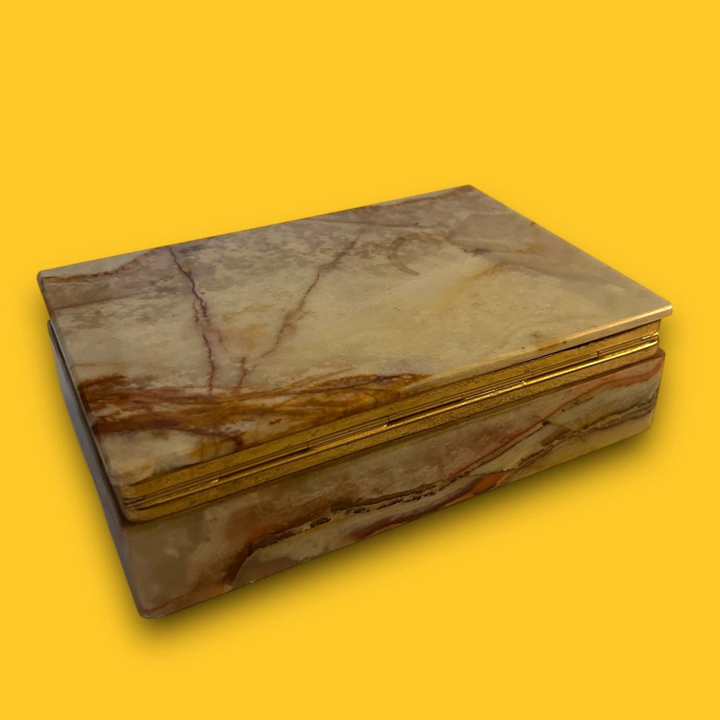 Vintage 1960s Onyx Marble Trinket Jewellery Box