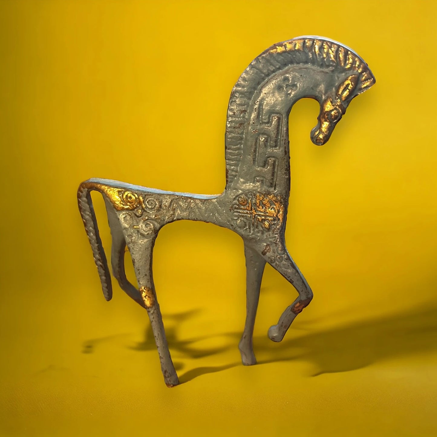 Vintage 1970s Green Bronze Horse