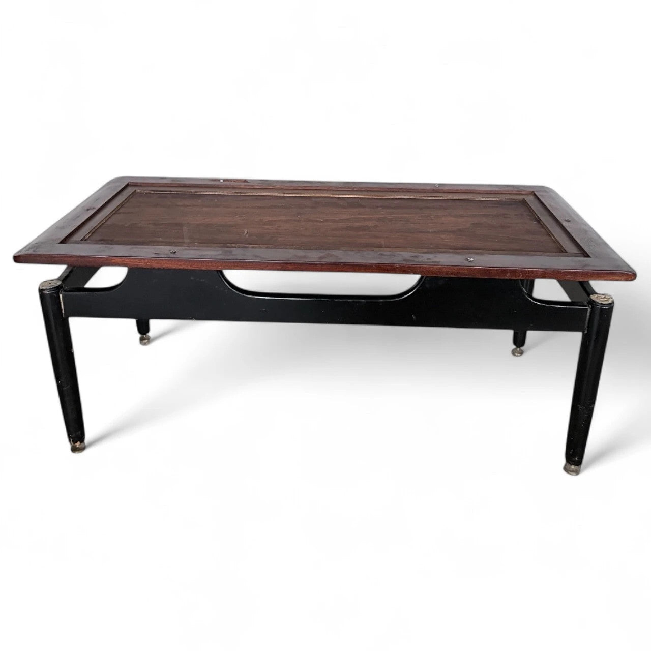 Mid-Century G Plan Librenza Coffee Table | E. Gomme 1960s Teak & Black Frame | Distressed Reverse