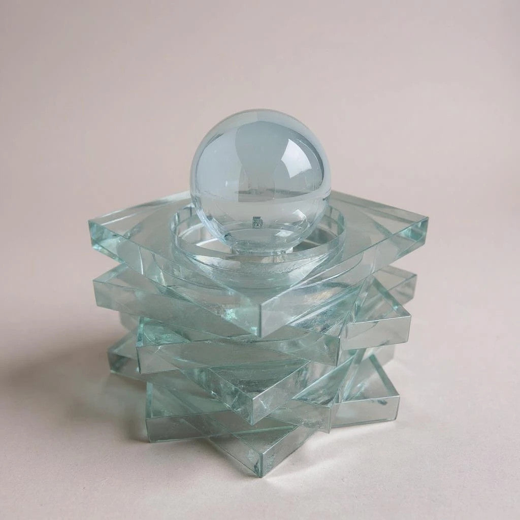 Mid Century Art Deco Glass Ashtray Lamp | Vintage Modernist Table Lamp