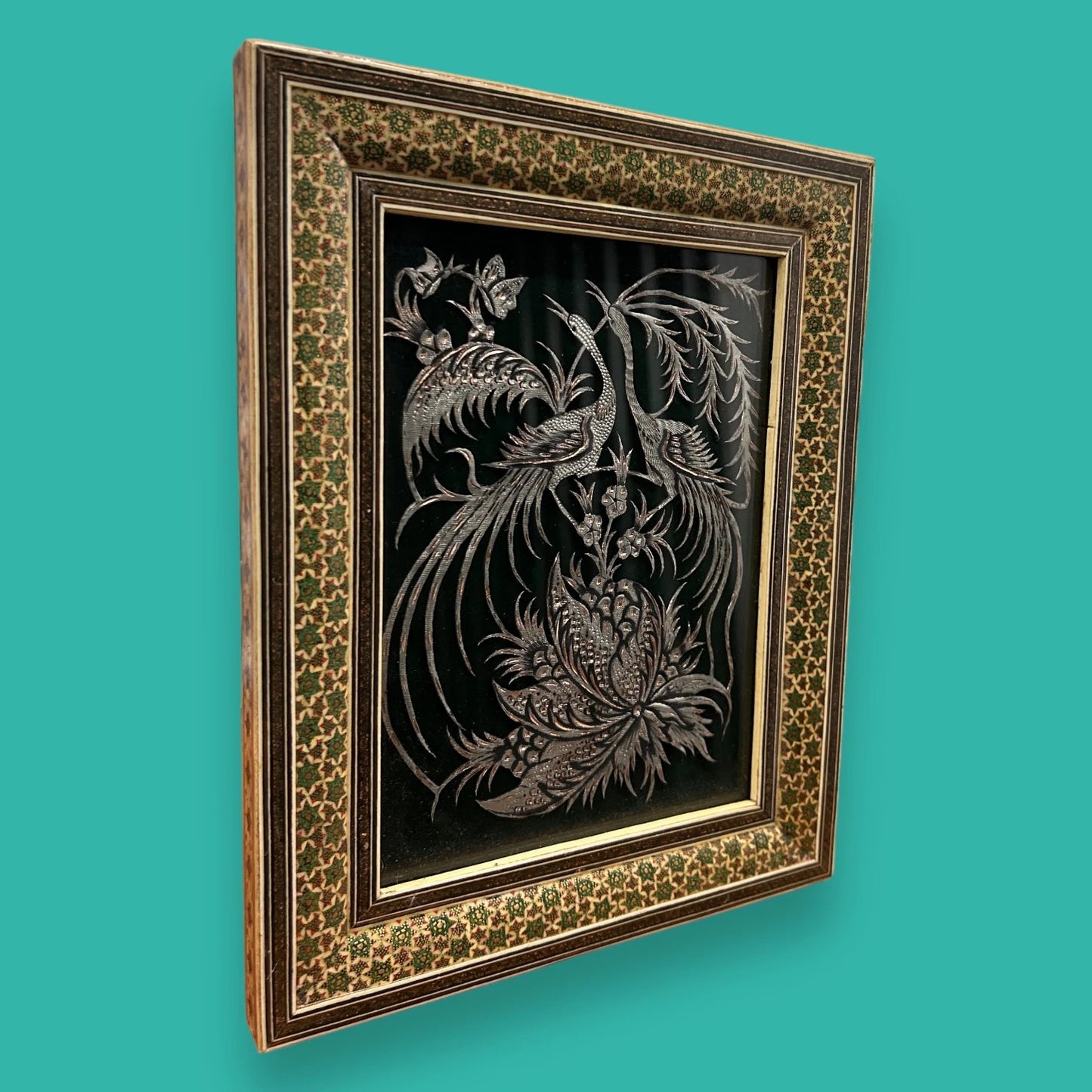 Vintage 1950s Persian mosaic copper art