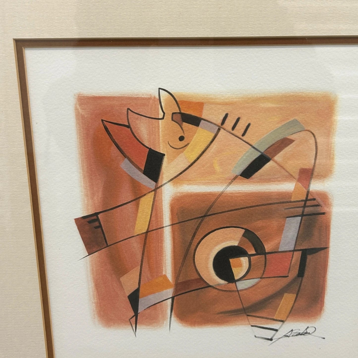 Vintage 1980s Gockel Abstract Framed Art