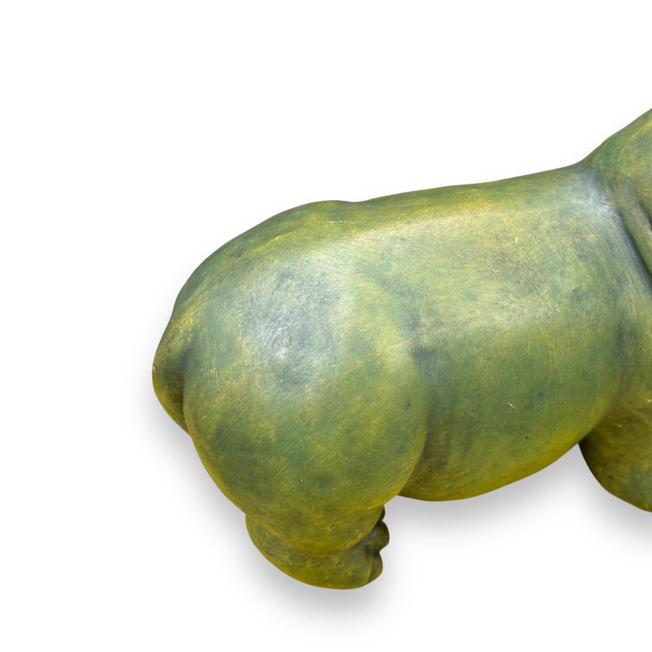 Vintage 1980s Green Hippo Statue